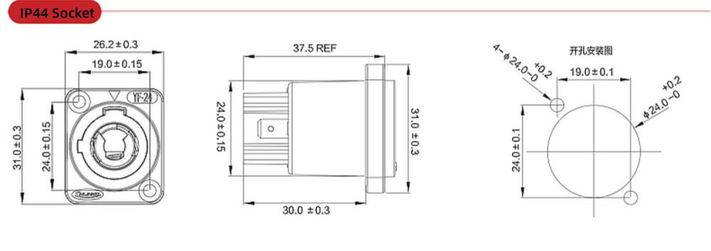 Powercon 3 Pin Plug And Socket Waterproof Connectors IP65