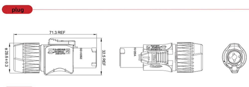 Powercon Plug For Vrx932 Lap Active Speaker/Audio Connector