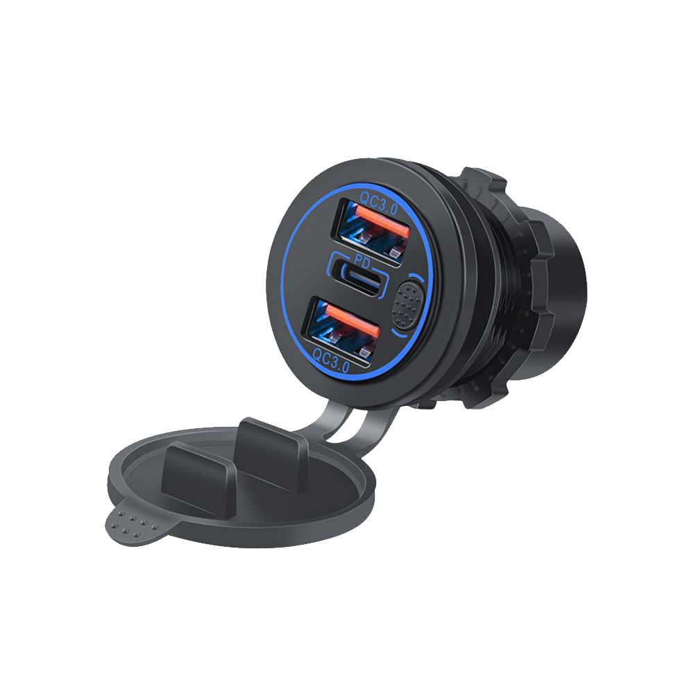 Automotive and Marine Modified USB Charger with PD+Dual QC3.0 Modified Car Charger with Switch