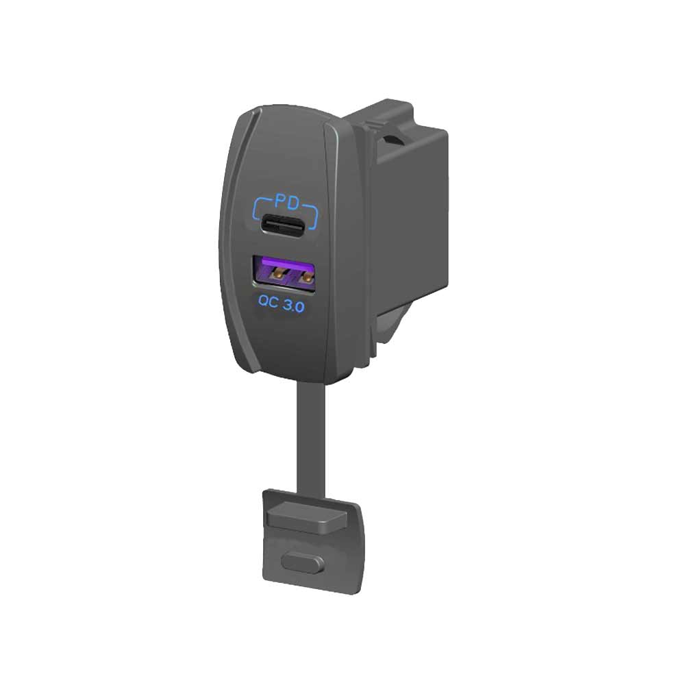 Automotive RV Yacht Modified Boat-Type Switch Dual USB Charger with QC3.0+PD Fast Charging Boat-Shaped USB Car Charger