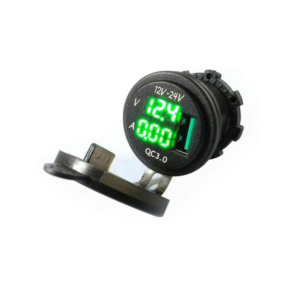 Automotive Voltage and Current Meter QC3.0 Combo Modified In-car Phone USB Charger with Fast Charging Modification