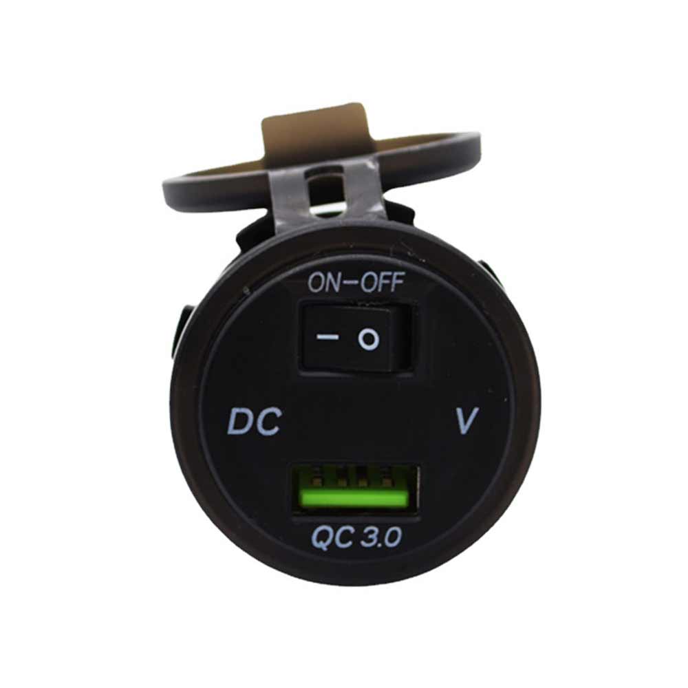 Modified In-car Switch QC3.0 Charger with Voltage Meter Socket Automotive and Marine QC3.0 Fast Charging with Voltage Display