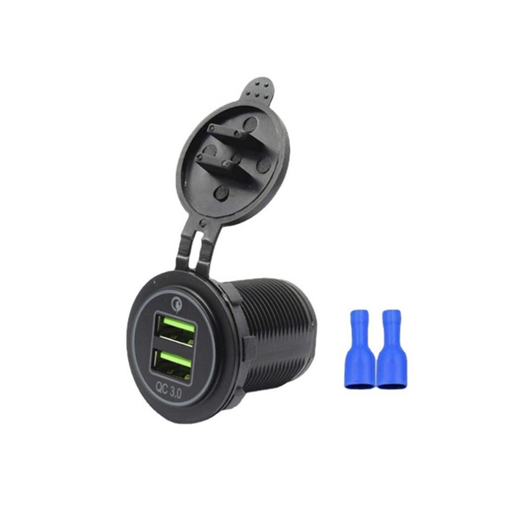 RV Modified Dual QC3.0 USB Fast Charging Charger with Blue Light Input 12/24V Output 5V