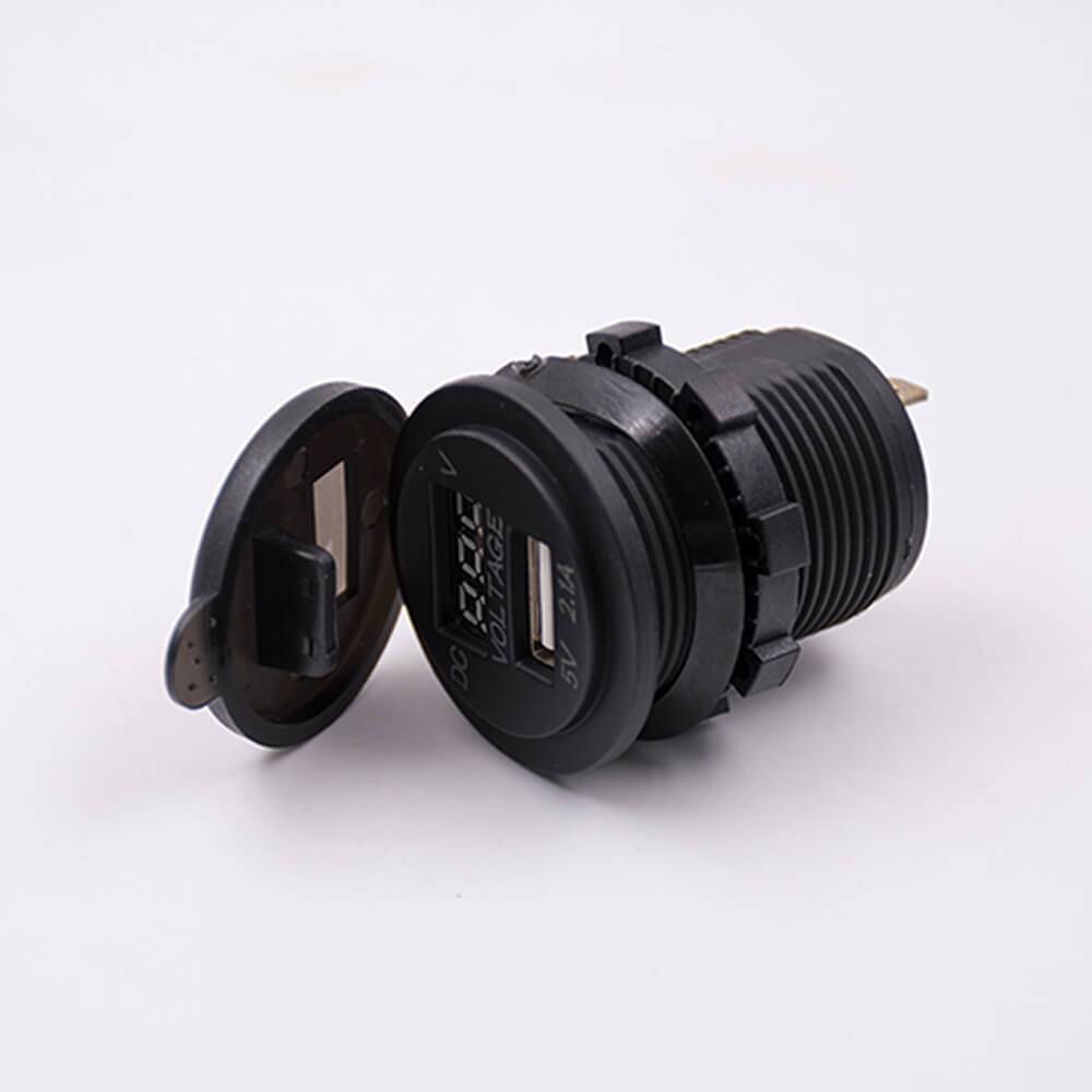 USB Car Charger Voltage Single Port Socket 5V 2.1A With Voltage Digital Display