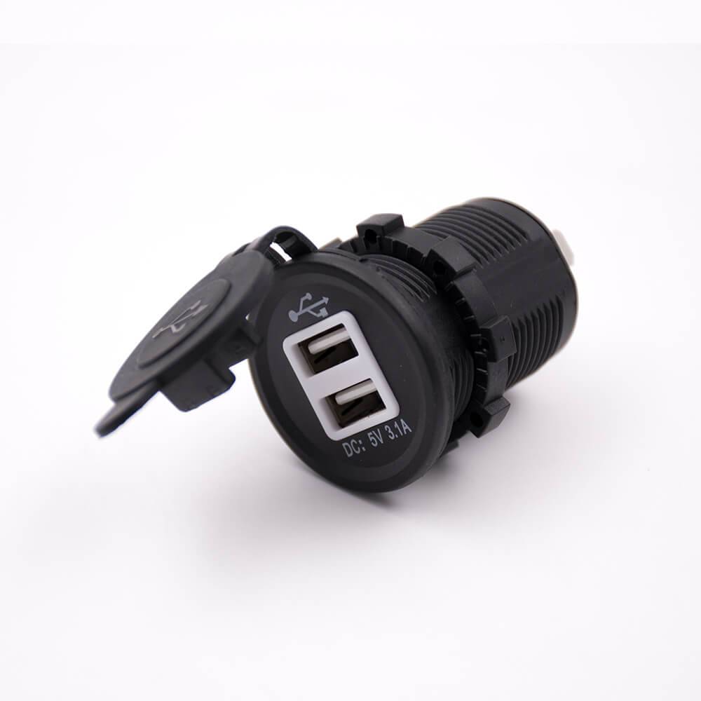 USB Dual Port Car Charger 5V 3.1A With Dust Cover Socket