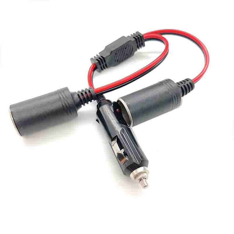 Car Cigarette Lighter Plug Power Adapter Extension Wire 1 Male To 2 Female Socket Cable Cord