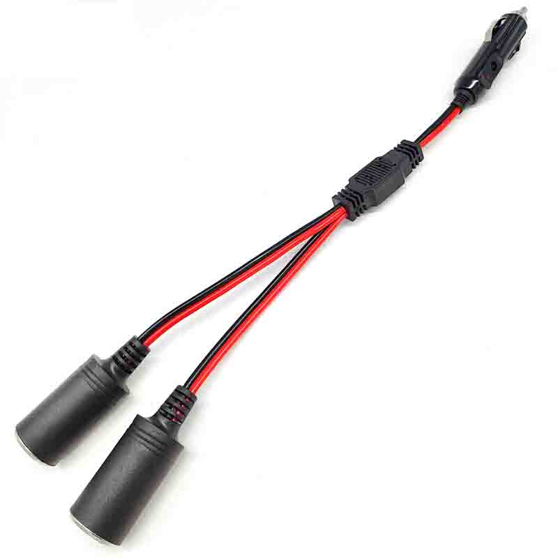 Car Cigarette Lighter Plug Power Adapter Extension Wire 1 Male To 2 Female Socket Cable Cord