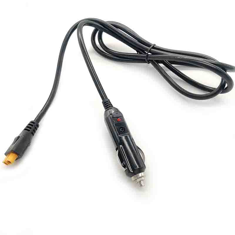 Power Cord 16AWG XT60 Female To Car Cigarette Lighter Charging 16AWG Round Black Cable 1M