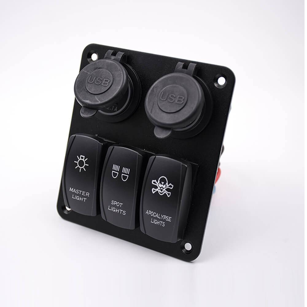 Switch Panel USB Car Charger Dual 3-position Car Multifunctional Combination Panel Panel Mount