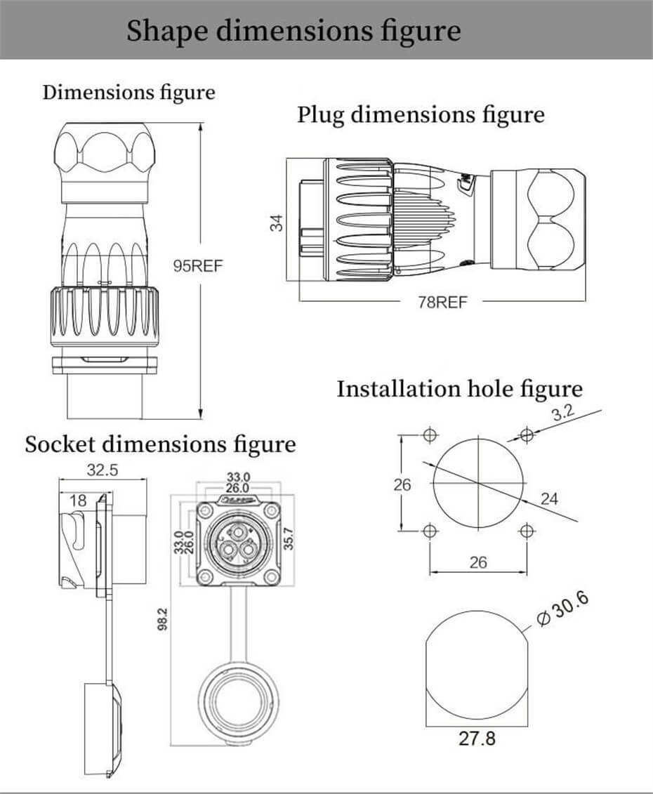 DH24 Solder Wire Power Cable Conector Female Socket 24 Pin Metal Shell Waterproof Industrial Connector