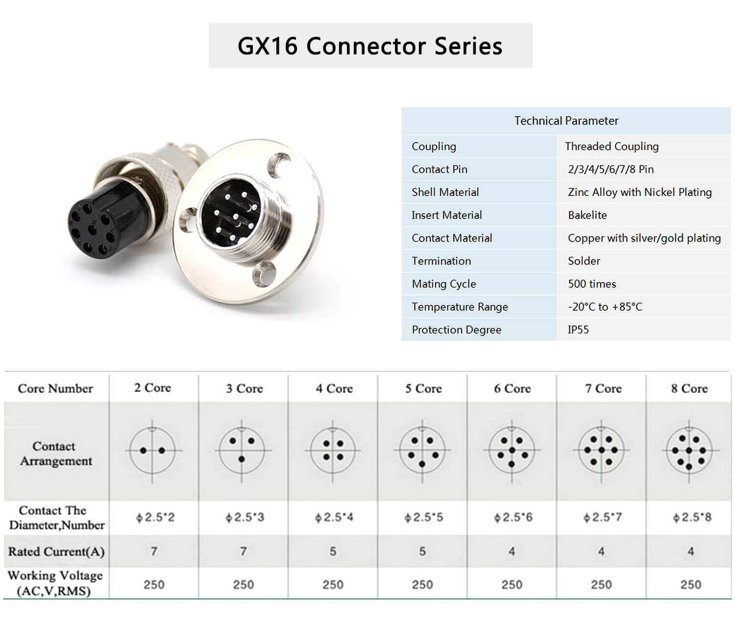 10pcs GX16 Connector Socket 8 Pin Male Socket and Female Plug Circular Aviation Connector