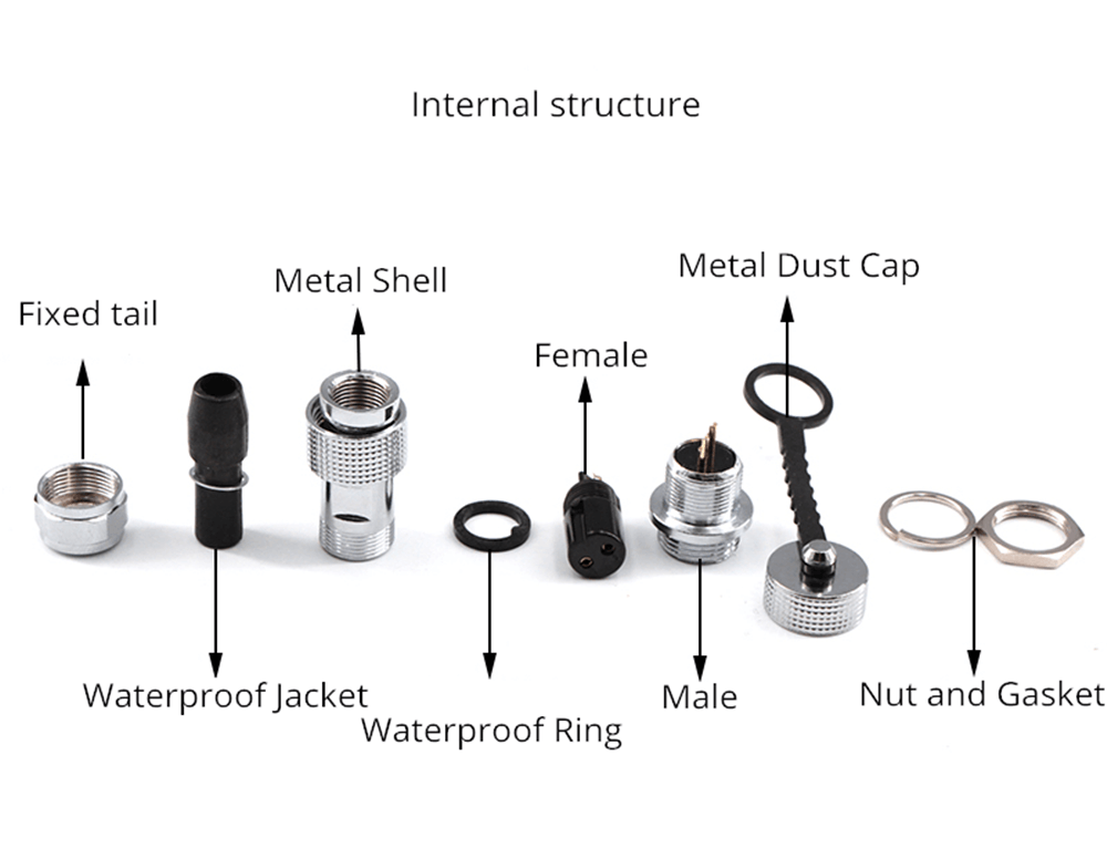 GX16 Aviation Connector 16mm Thread GX16-3 Pin IP67 Waterproof Straight Female and Male Socket