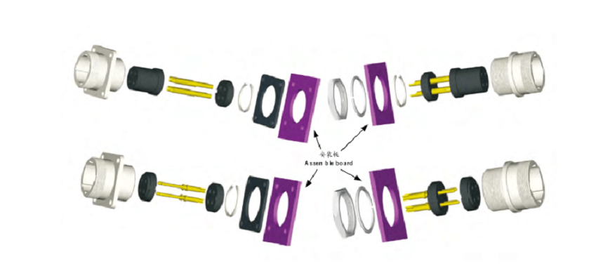 14 Pin Connectors P32 Male Straight Socket Square 4 holes Flange Mounting Solder Cup for Cable