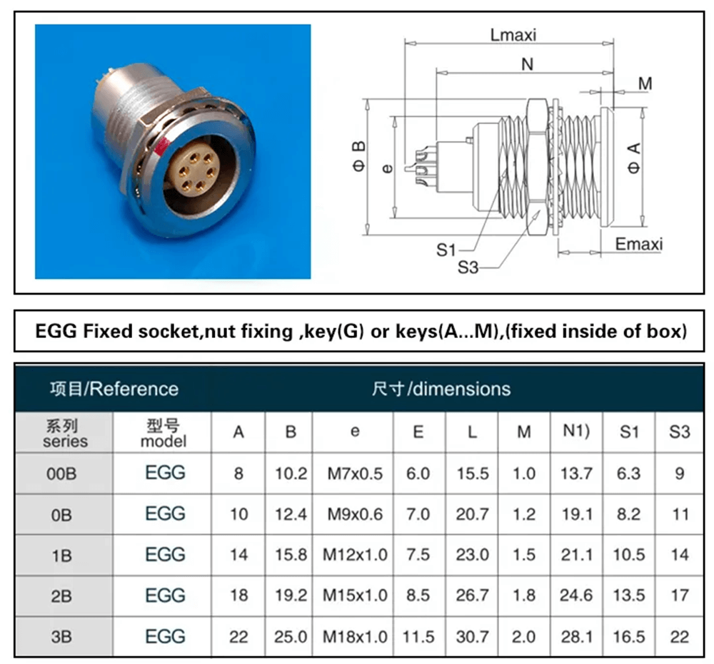 Aviation Plug Compatible FGG.1B Series Push Pull Self-Locking 4 Pin Male Female Connector EGG Socket