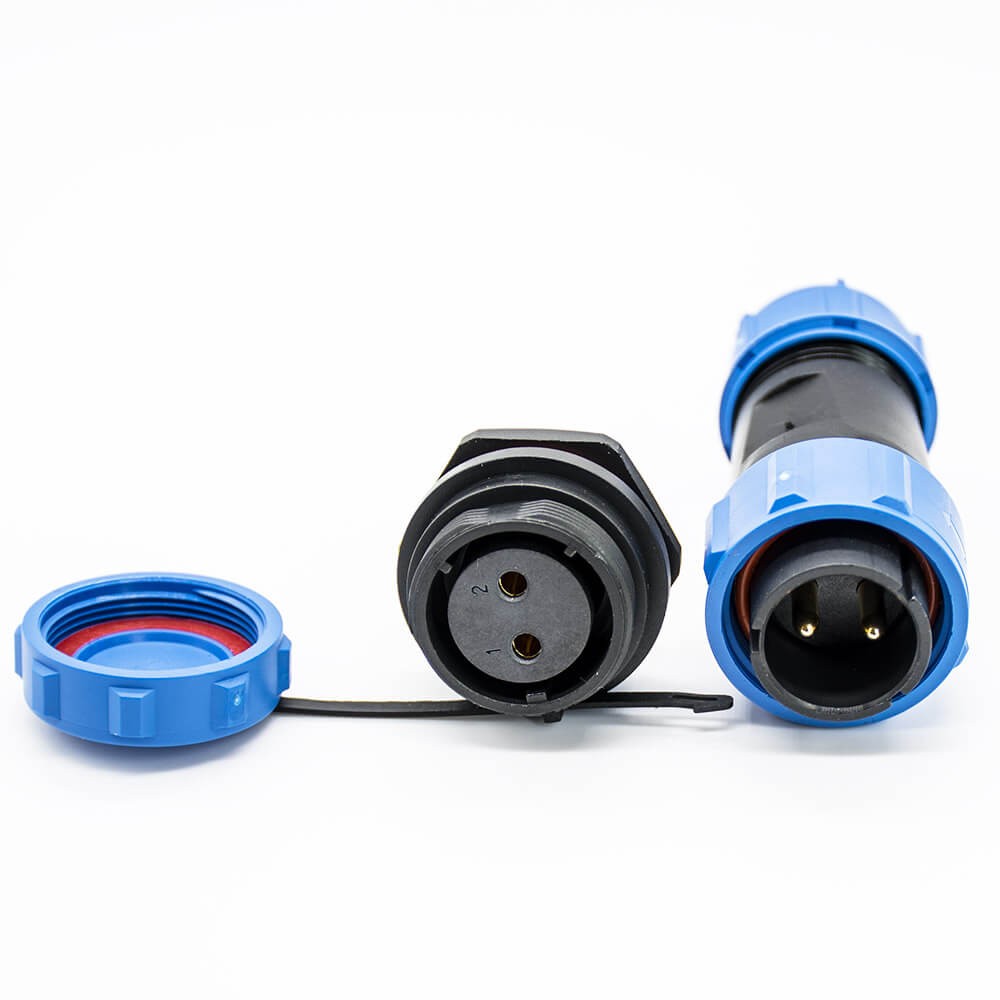 2 Pin Waterproof Cable Connector SP21 Straight Male Plug and Female Socket Bulkhead Waterproof Dustproof Connector