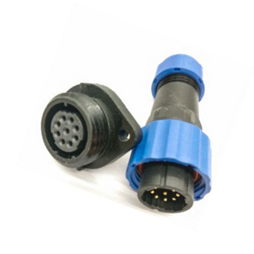 Aviation Connector SP17 male Plug & FeMale Socket 2 hole flange panel mount SP17 9 pin Connector