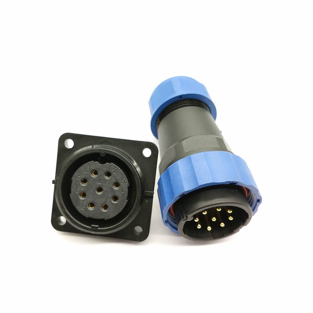 Elecbee Connector SP29 9Pin Straight Plug&Socket 4 Hole Flange