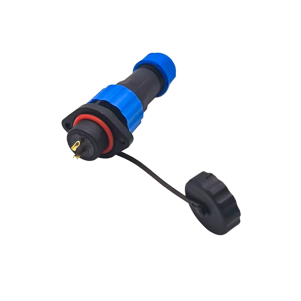 IP68 Connector SP17 Series 2 pin Female Plug & Male Socket 2 Hole Flange Panel Mount Waterproof Connectors