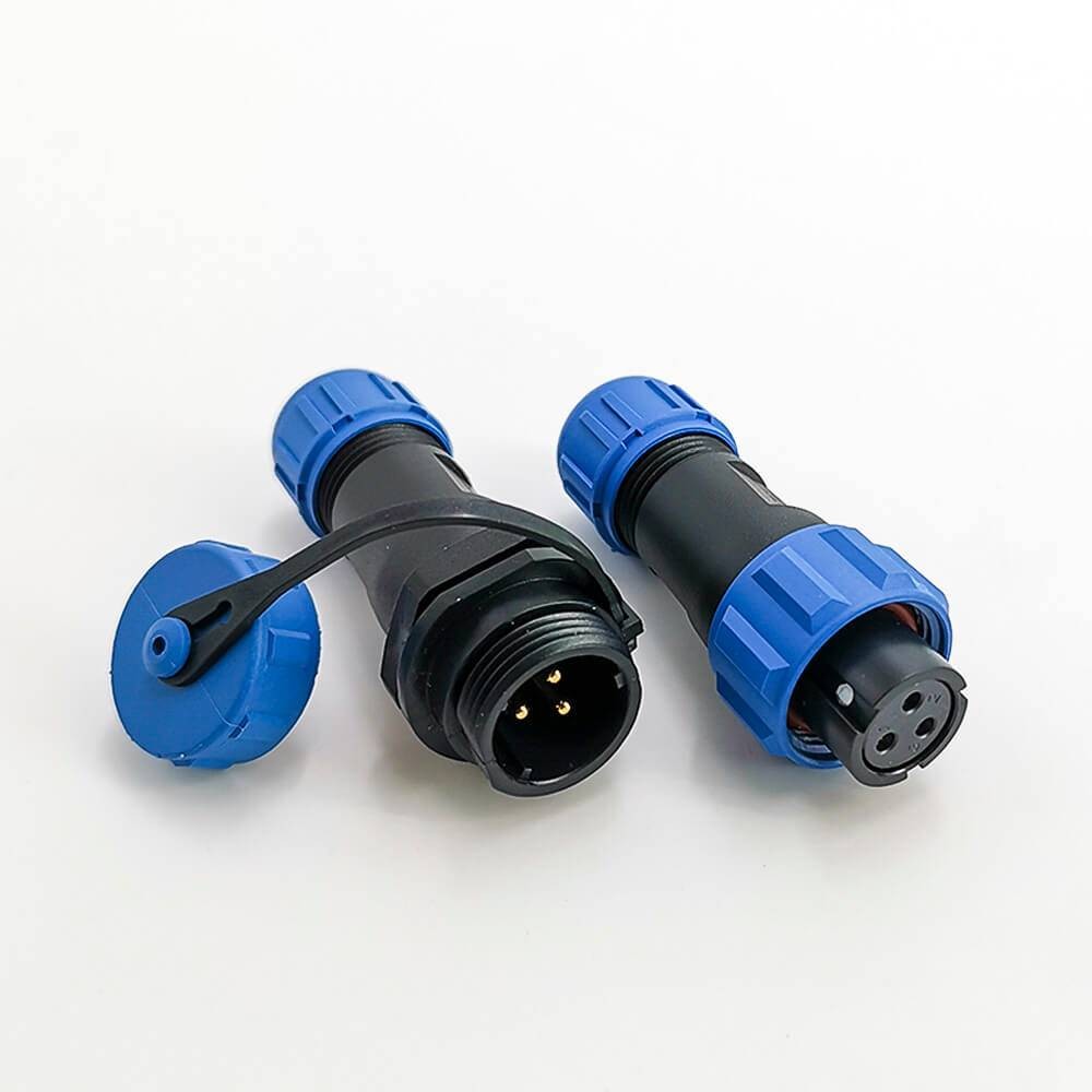 SP13 Connector Waterproof 3 pin in line Female Plug & Male Socket straight Waterproof butt Connectors With Waterproof Cover