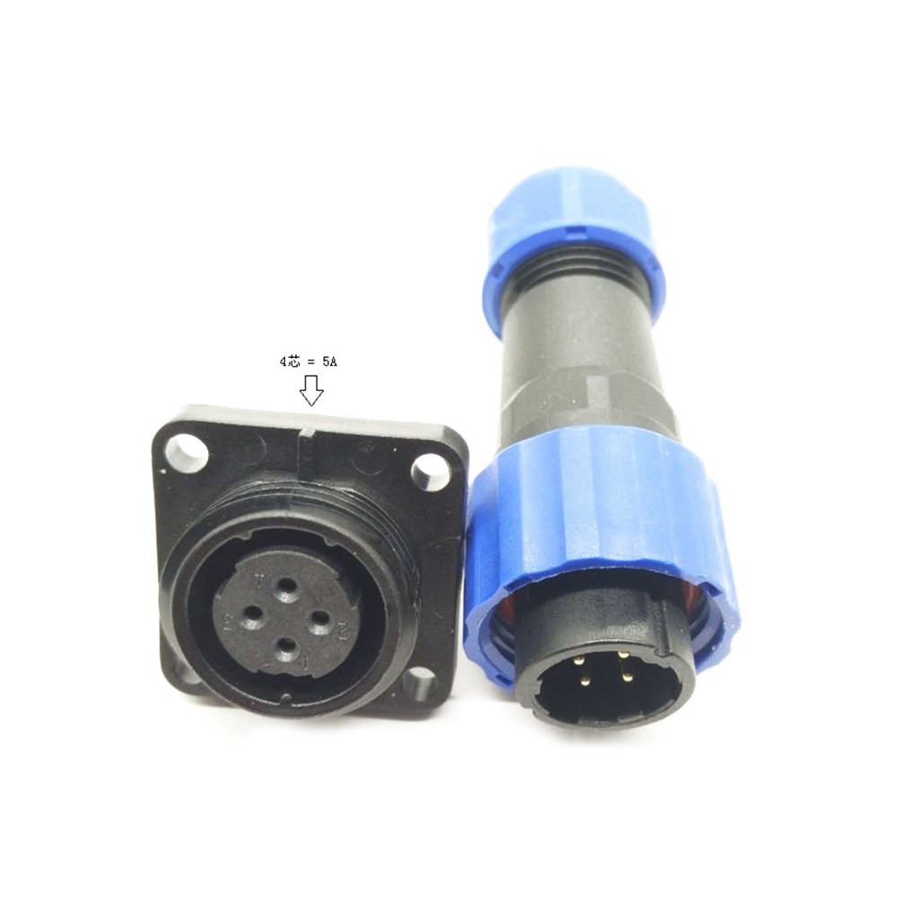 SP17 Connector male Plug & FeMale Socket 4 hole flange panel mount SP17 4 pin Connector