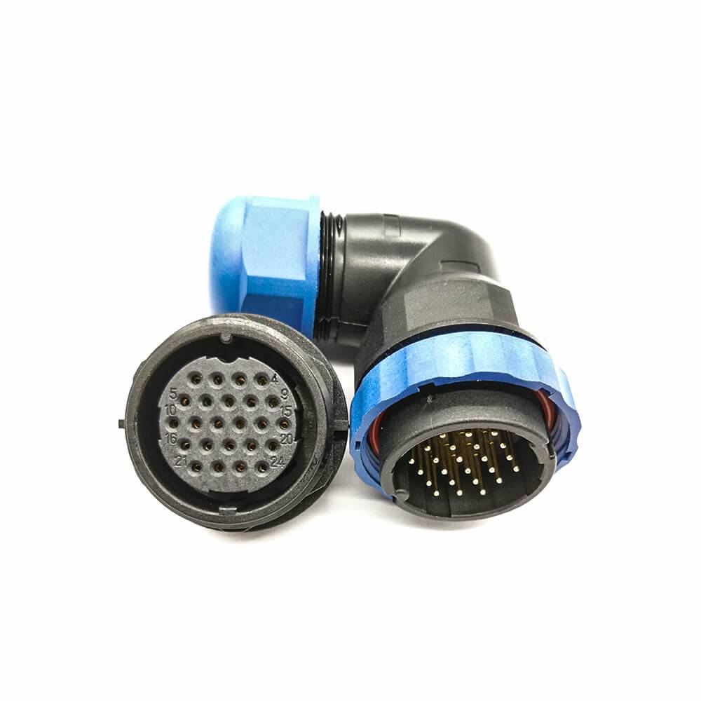 Waterproof Connector SP29 24Pin Plug Angled & Socket Rear-nut Mount