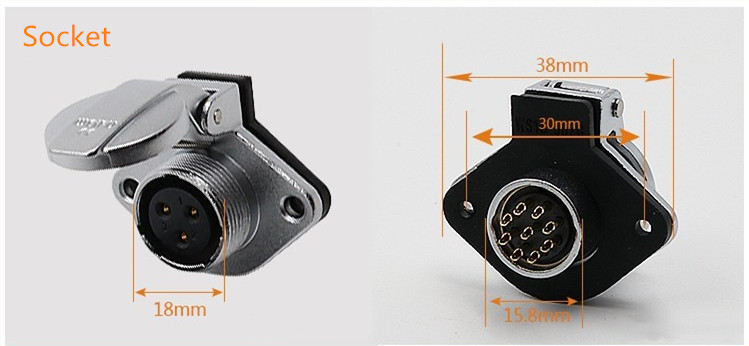 2-hole Flange Socket with Cap Panel Mount Female Receptacle ZM 10pin WF16 Aviation Waterproof Connector