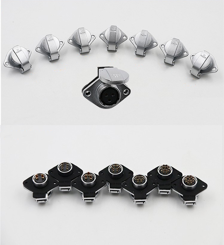 2-hole Flange Socket with Cap Panel Mount Female Receptacle ZM 10pin WF16 Aviation Waterproof Connector