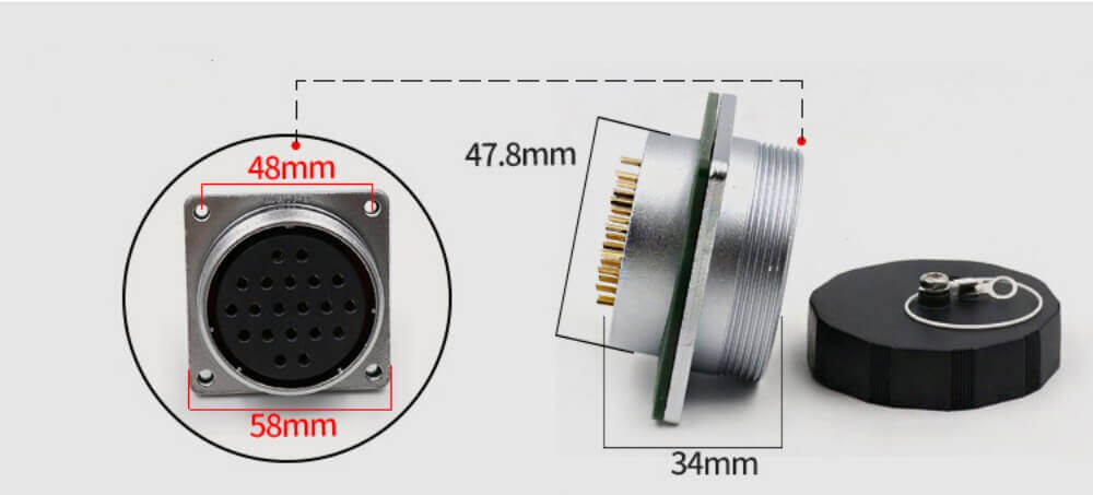 42pin Waterproof Aviation Male Plug and Square Female Socket TA+Z WF48 series Straight Connector