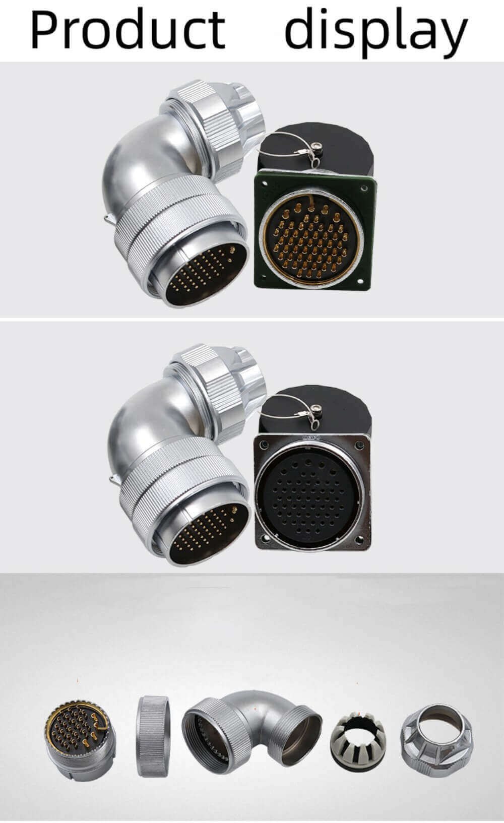 61pin Waterproof Aviation Male Plug and Female Socket TU+Z WF55 series Right Angle Connector