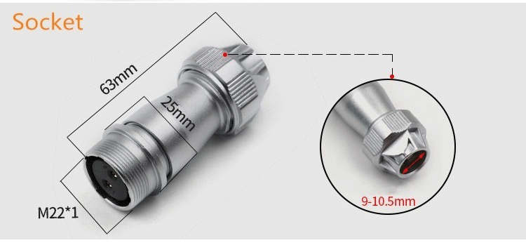 Aviation Female Connector WF20 series 15pin ZE Socket with metal clamping-nut IP67