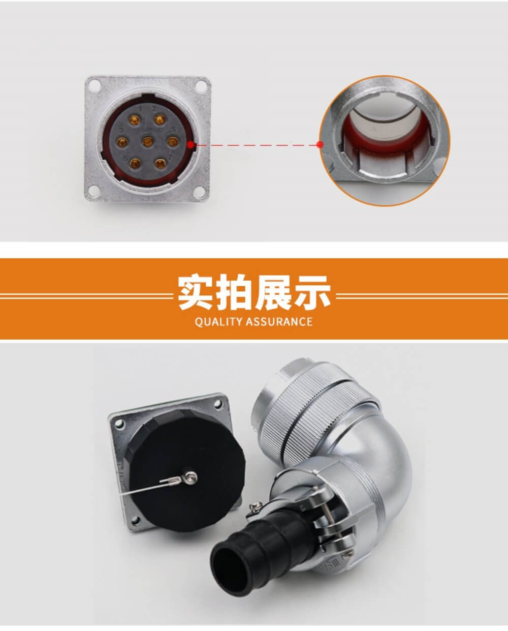 Aviation Waterproof Connector WF48/5pin TV+Z Bending Right Angle Male Plug and Female Receptacle