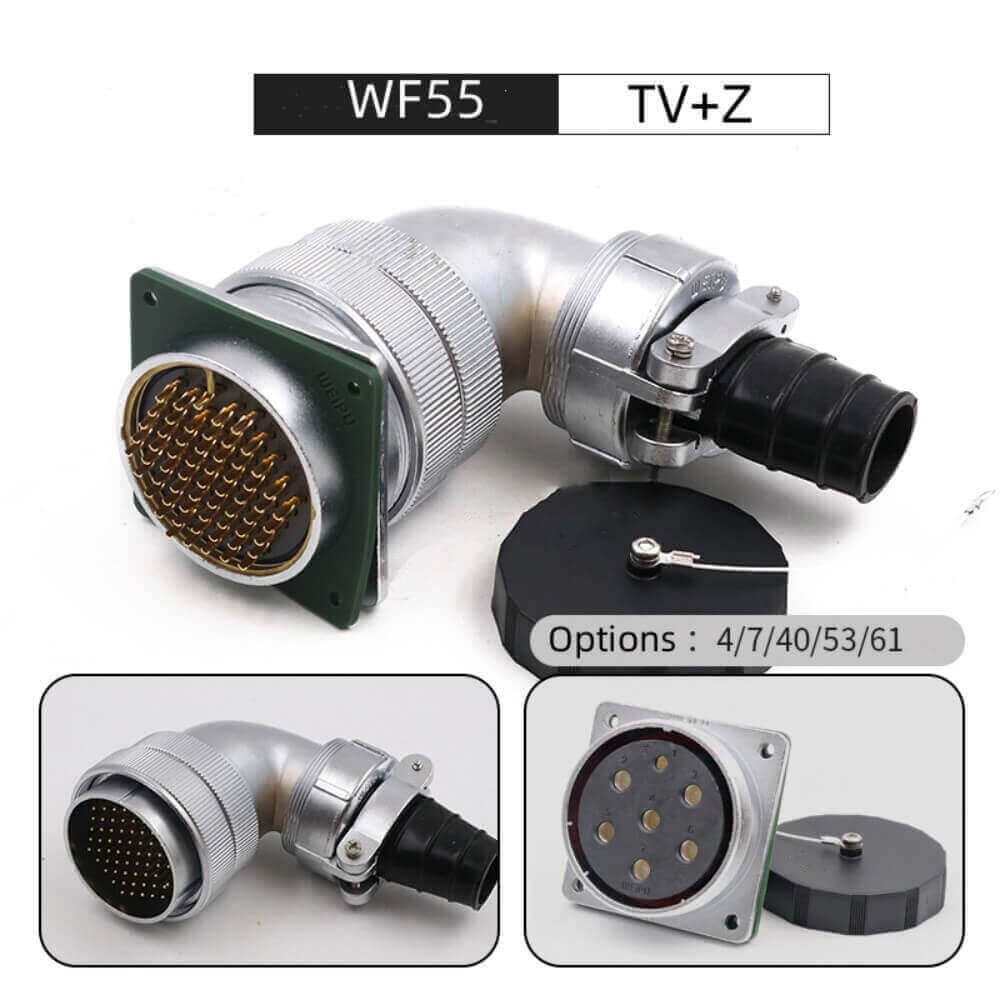 Aviation Waterproof Connector WF55/61pin TV+Z Bending Right Angle Male Plug and Female Receptacle