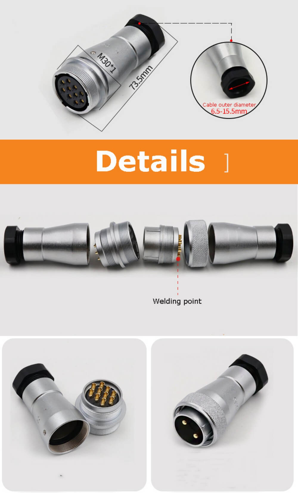 10pin Docking Male Plug and Female Socket WF28 series TA+ZA Aviation Waterproof Connector