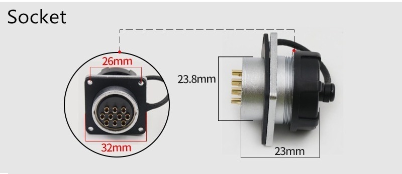 4pin Female Jack WF24 Square Flange Mount Aviation Waterproof Connector Z Jack