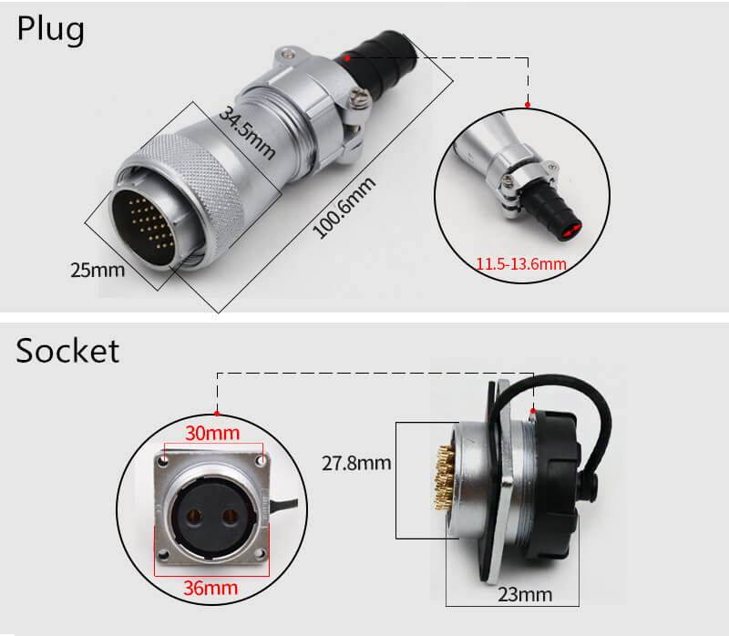 8pin Flange Socket and Straight Plug series WF28 TI+Z Male plug and Female Receptacle