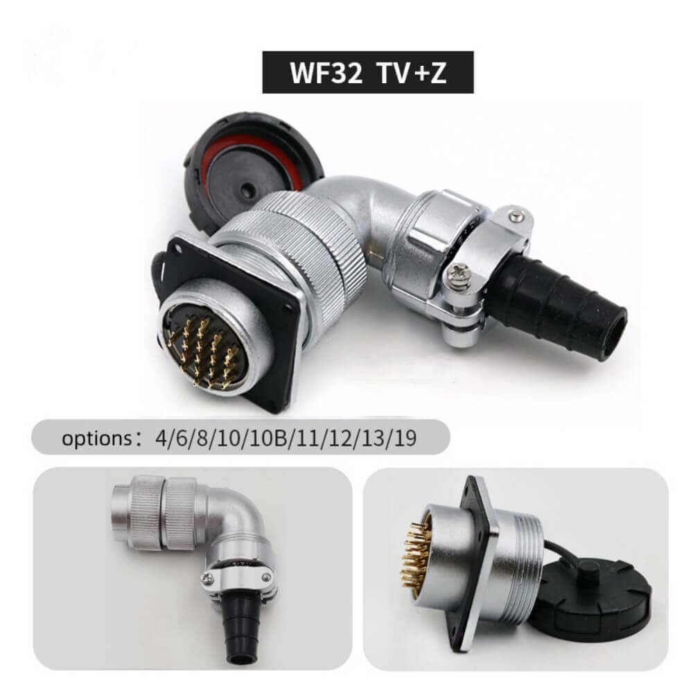 10pin Aviation Waterproof Connector WF32 Male Plug and Female Socket TV/Z Bending Right Angle Connector