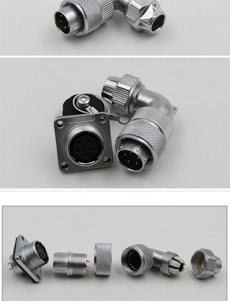 3pin Waterproof Aviation Male Plug and Female Socket TU/Z WF16 Right Angle Connector