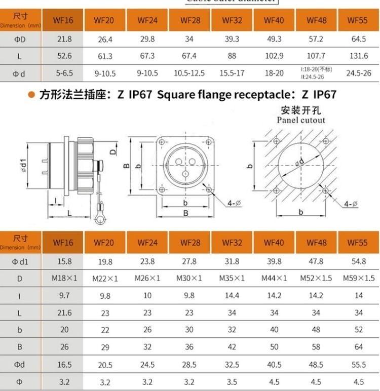 4pin TE+Z Straight Connector WF16 Male Plug and Female Jack Connector Aviation plug Socket