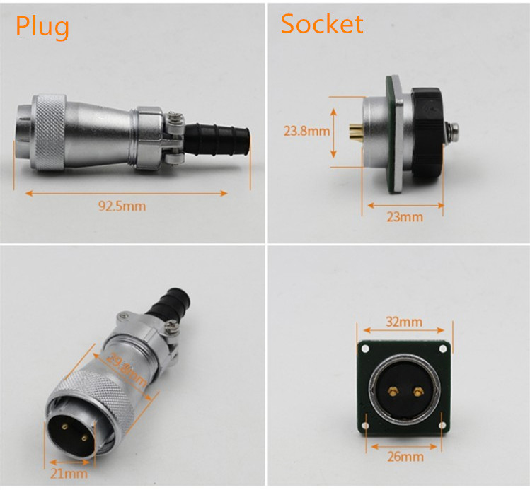 Aviation Waterproof Male Plug and Female Socket TI+Z WF24-3pin Straight cable square Socket Connector