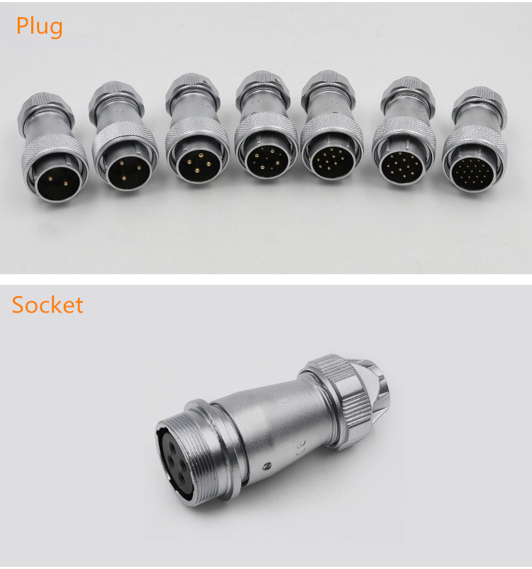 9pin Waterproof Aviation Male Plug and Female Socket WF24 TE+ZE Docking Straight Connector