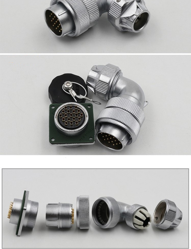 12pin Waterproof Aviation Male Plug and Female Socket TU/Z WF24 Right Angle Connector