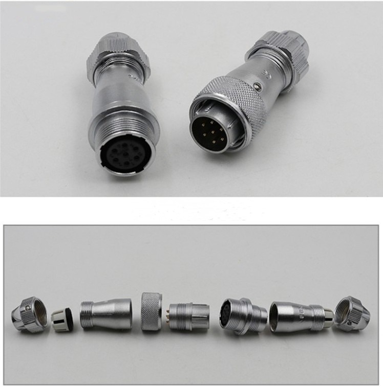 5pin Female Jack WF16 Straight Jack with metal clamping-nut Aviation Waterproof Connector ZE Jack