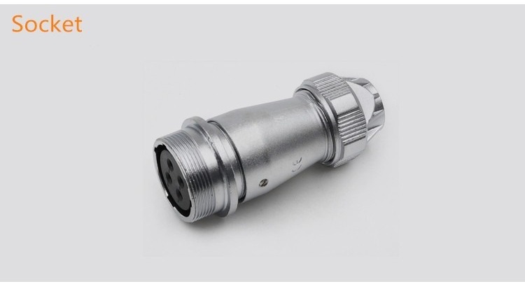 9pin Female Jack WF24 Straight Jack with metal clamping-nut Aviation Waterproof Connector ZE Jack