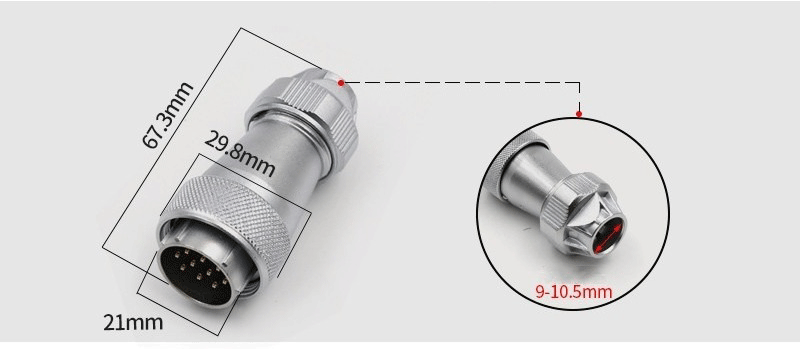 12pin TE Male Plug with metal clamping-nut WF24 Straight Plug Waterproof Connector