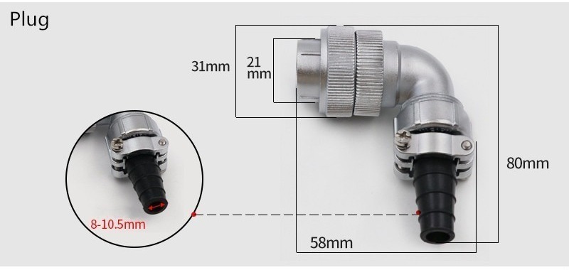 Aviation Waterproof Connector WF24/10pin TV Male Plug cable Clamping plates Rgiht Angle Connector