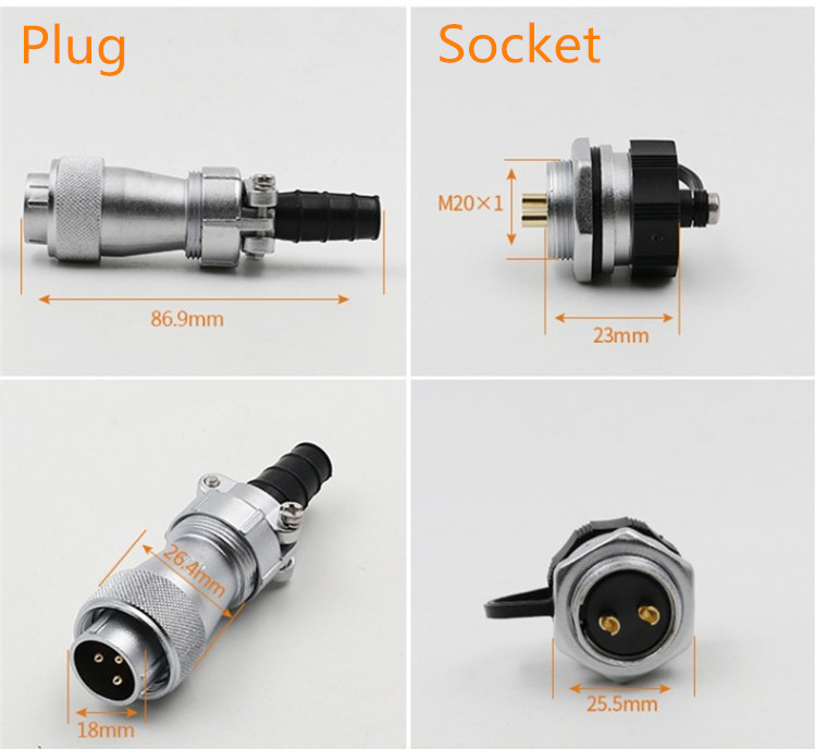 3pin TI+ZM Aviation Waterproof Connector WF20 Male Plug and Female Jack Connector Aviation plug Socket