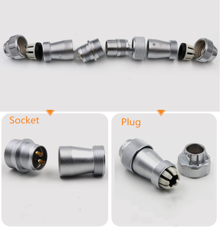 3pin Waterproof Aviation Male Plug and Female Socket WF20 TE+ZE Docking Straight Connector