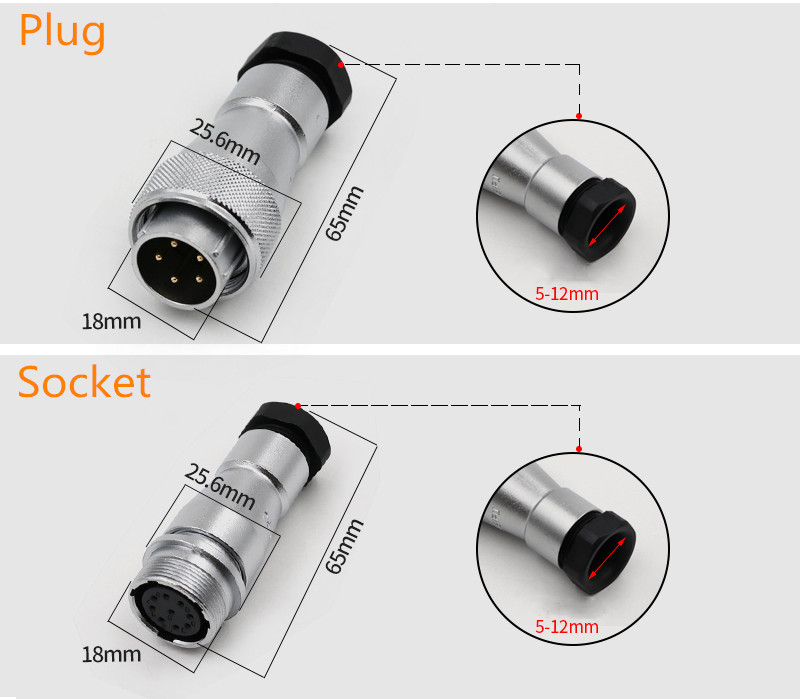 Aviation docking Male Plug and Female Jack WF20/2 pin TA/ZA Waterproof Connector