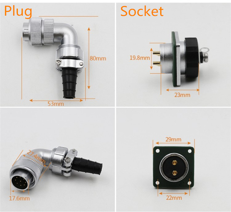 3pin Waterproof Aviation Male Plug and Female Socket TV/Z WF20 Right Angle Connector