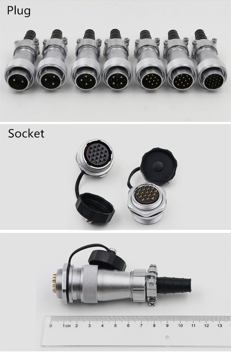 Male Plug and Female Jack Connector 12pin TI+ZM WF24 series Circular Waterproof Connector